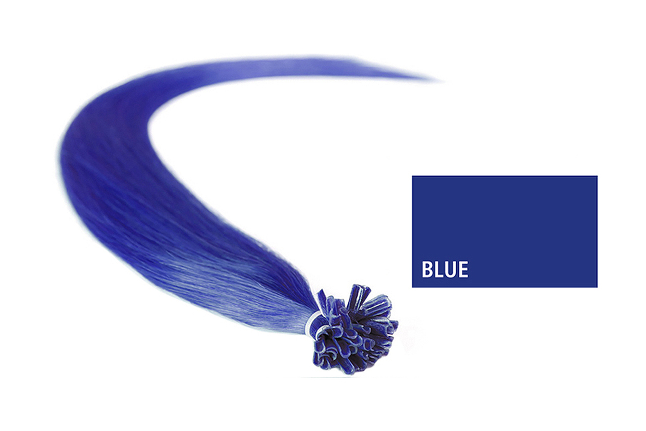 Extensões Cabelo 100% Humano Kayextensions Fantasia Azul 55 cm 10 Unidades