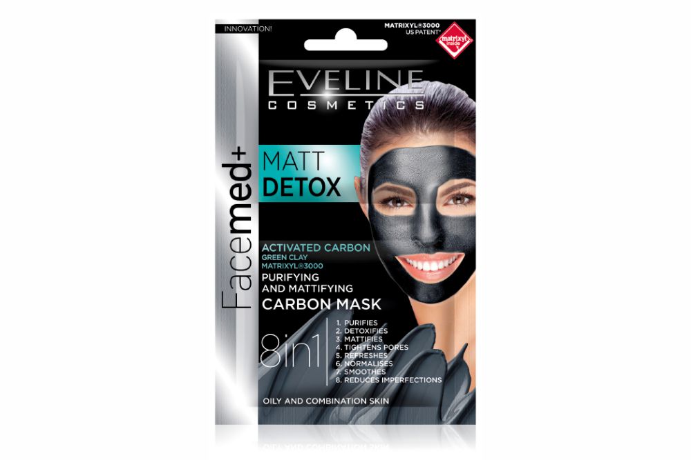 Máscara Facial Detox Purificante e Matificante de Carvão Eveline Facemed+ 2 x 5 ml
